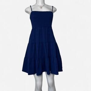 tiered dress layered summer spring navy blue small fairy boho beacy beach summer